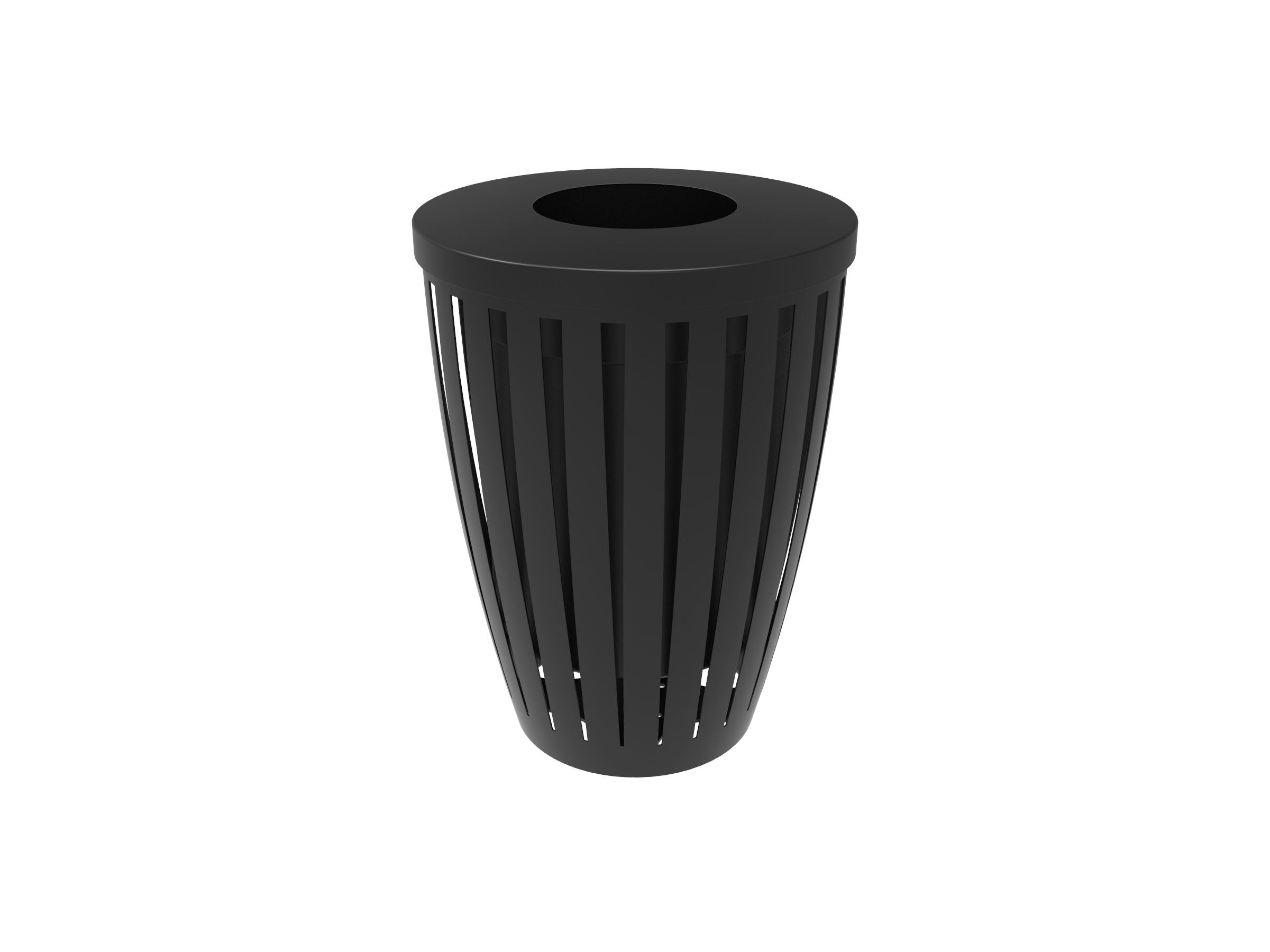 Powder Coated Downtown Tapered Trash Receptacle with Flattop