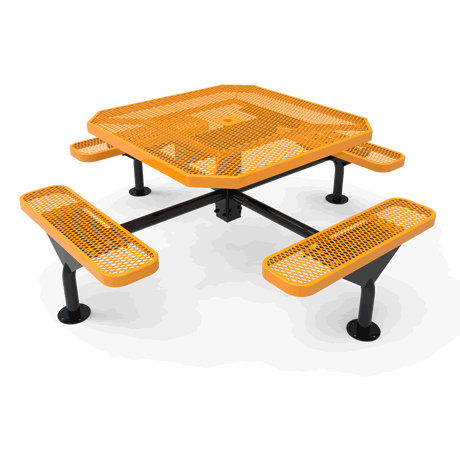 Rivendale Octagon Nexus Pedestal Table, Frame with Powder Coat Finish, Top and Seats with Standard Thermoplastic Coating