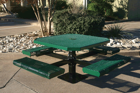 Rivendale Octagon Pedestal Table with Rolled Seats, Frame with Powder Coat Finish, Top with Standard Thermoplastic Coating