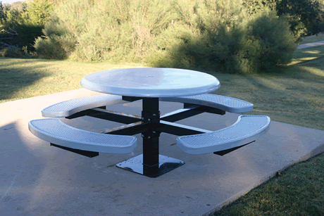 Rivendale Round Solid Top Pedestal Table, Frame with Powder Coat Finish, Top with Standard Thermoplastic Coating
