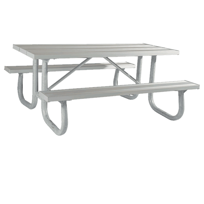 Shenandoah Welded Frame Picnic Table with Aluminum Plank Top and Benches