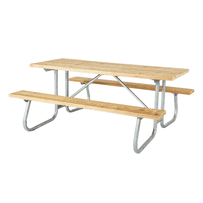 St. James Welded Frame Picnic Table with Treated Southern Yellow Pine Wood Plank Top and Benches