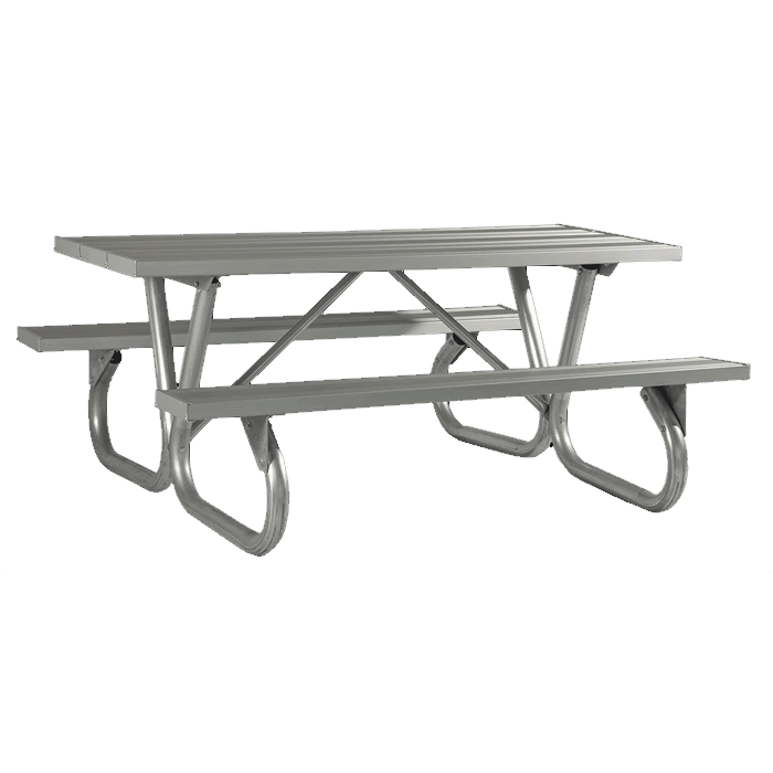 Pocono Bolted Frame Picnic Table with Aluminum Plank Top and Benches
