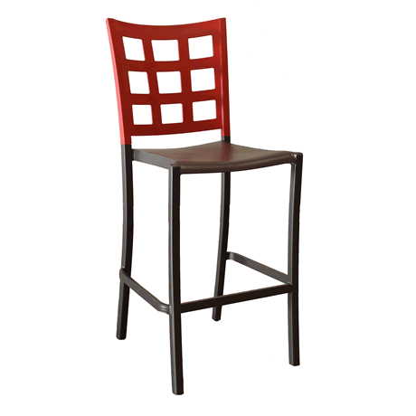 Plazza Stacking Barstool - Apple Red Back with Charcoal Seat