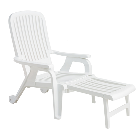 Bahia Stacking Deck Chair, Footrest Extended - White