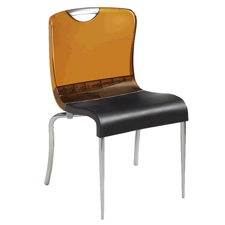 Krystal Stacking Chair - Amber Back with Charcoal Seat