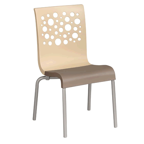 Tempo Stacking Chair - Beige Back with Taupe Seat