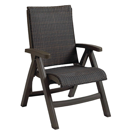 Java All-Weather Wicker Folding Chair - Espresso Wicker Weave on Espresso Frame