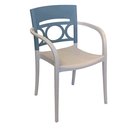 Moon Stacking Armchair - Denim Blue Back with Linen Seat