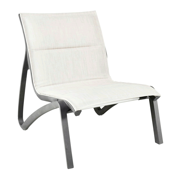 Sunset Comfort Lounge Chair- Volcanic Black Frame with Beige Sling