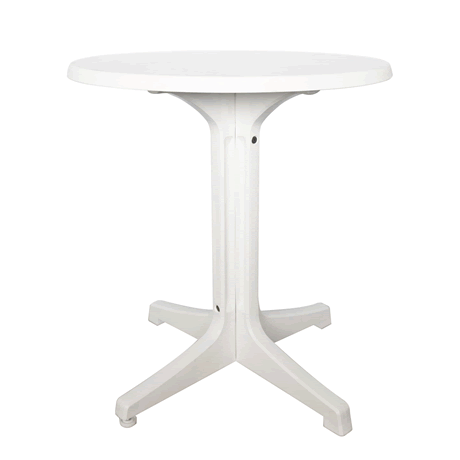 Omega Pedestal Table - 24" Round Marble White Top on White Base