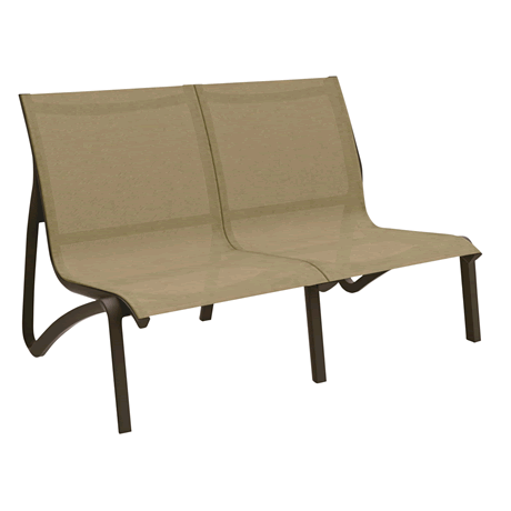 Sunset Armless Love Seat - Fusion Bronze Frame with Cognac Sling