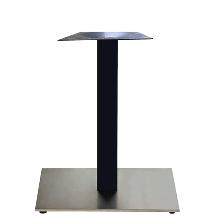 Beta 22" x 22" Square Dining Height Pedestal Base - Black Column on Stainless Steel Base