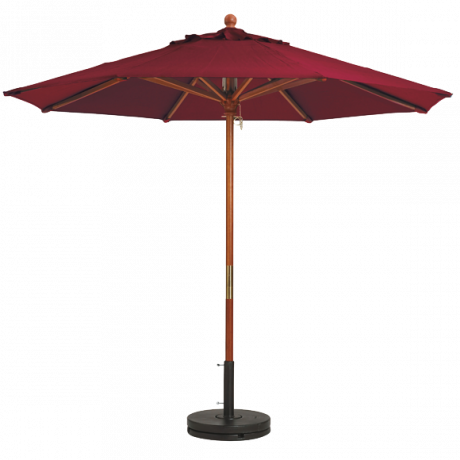 Wooden Market Umbrella with 1-1/2" Pole - Burgundy