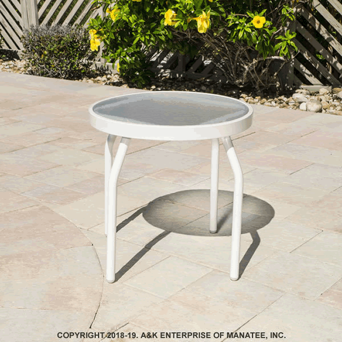 Acrylic Top Round Patio Side Table with Straight Legs