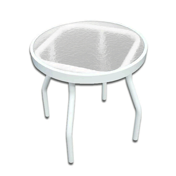 Acrylic Top Round Patio Side Table with Angled Round Tube Legs