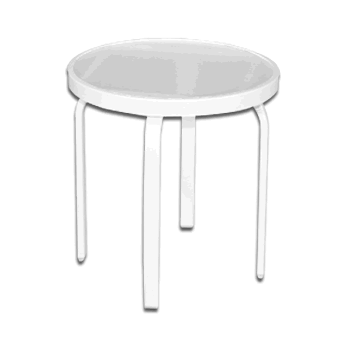 Acrylic Top Round Patio Side Table with Straight Rectangular Tube Legs