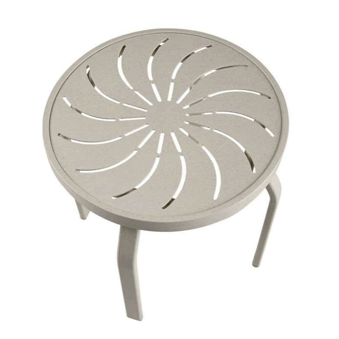 Punch Metal Top Round Side Table with Straight Rectangular Tube Legs