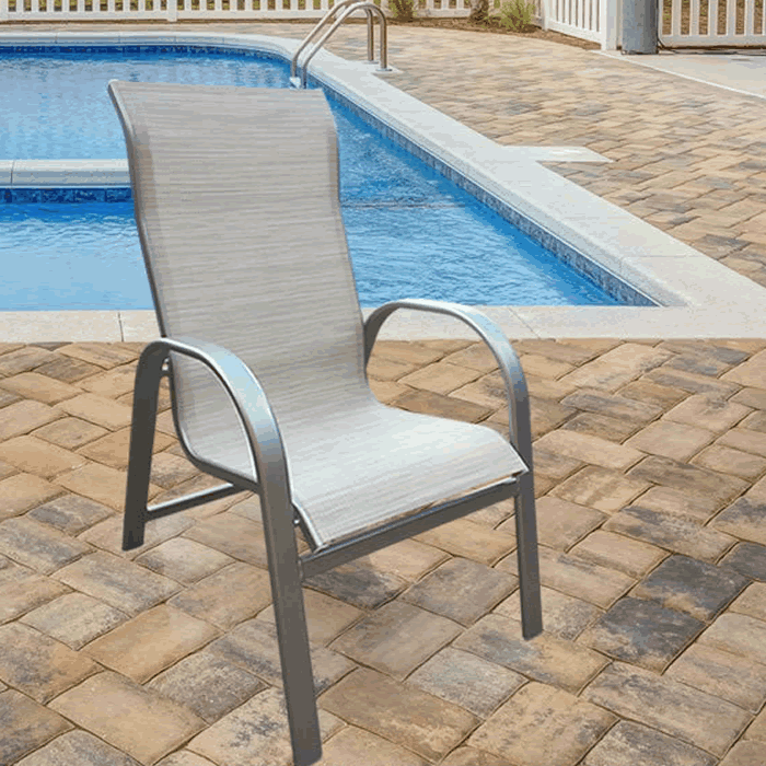 Lido High Back Sling Dining Chair with Oval Aluminum Frame