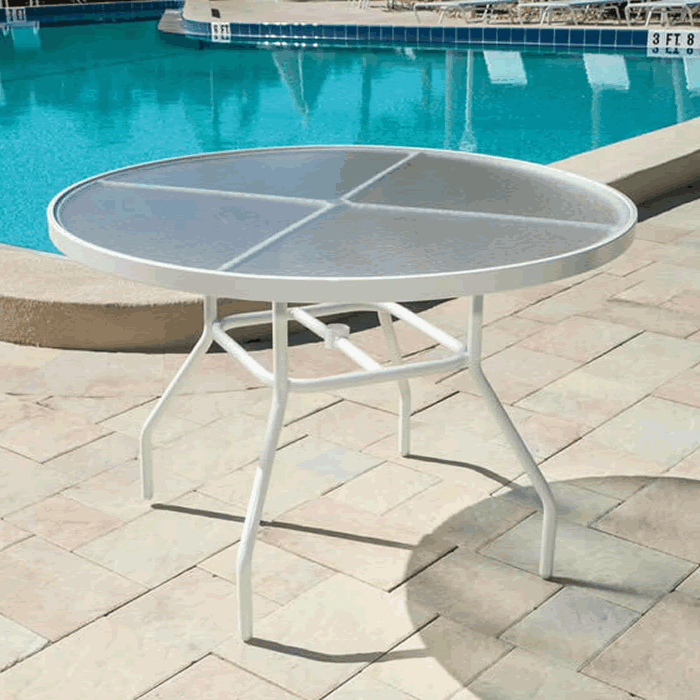 Acrylic Top Round Outdoor Table with Round Tube Legs