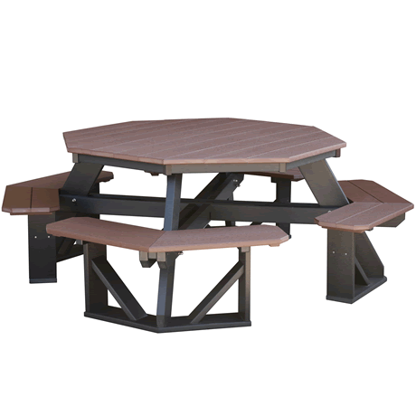 Octagon Picnic Table - Tudor Brown on Black - Two Tone Color Combinations Are Available, Call for Info