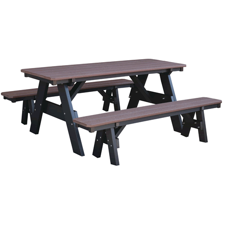 Picnic Table with Unattached Benches - Tudor Brown on Black - Two Tone Color Combinations Are Available, Call for Info