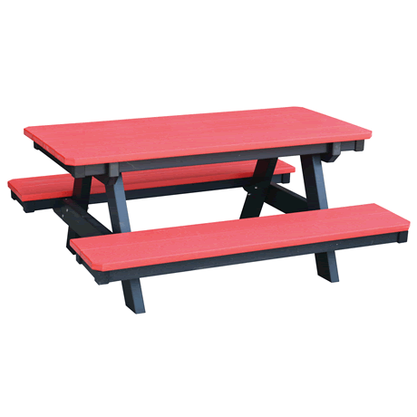 Child's Picnic Table - Bright Red on Black - Two Tone Color Combinations Are Available, Call for Info