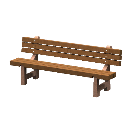 PB Series Lakeside Concrete Bench with Wood Slat Seat and Back