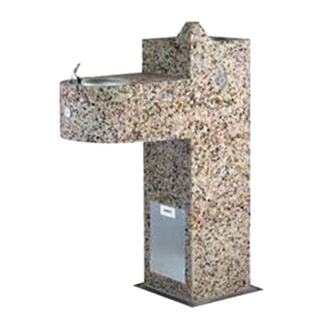 ADA Square Aggregate Pedestal Drinking Fountain with Dual Bubblers and Standard Valve System