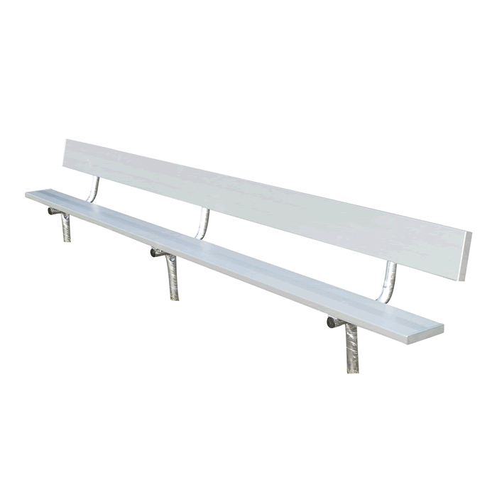 Permanent Players Bench With Steel Legs, Without Backrest, In-Ground Mount