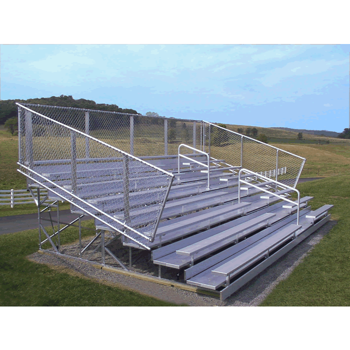 8 Row National Series "Deluxe" Bleacher with Aluminum Frame and Chain-Link Guardrail