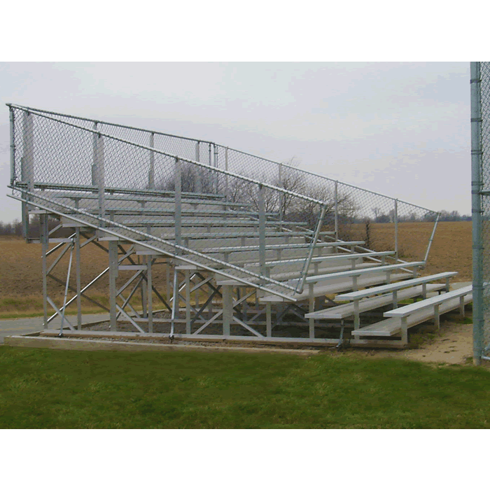 10 Row National Series "Preferred" Bleacher with Aluminum Frame and Chain-Link Guardrail