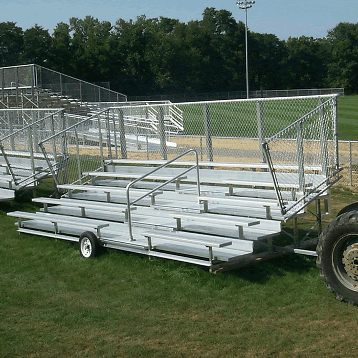 5 Row Transportable "Deluxe" Bleacher with Aluminum Frame and Chain-Link Guardrail
