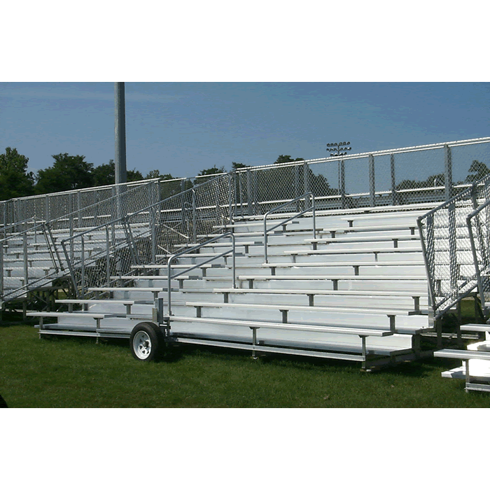 10 Row Transportable "Deluxe" Bleacher with Aluminum Frame and Chain-Link Guardrail