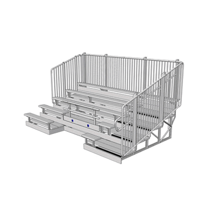 8 Row ADA Series Bleacher with Aluminum Frame and Vertical Picket Guardrail