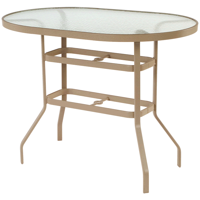 Oval Glass Top Bar Table with Aluminum Base