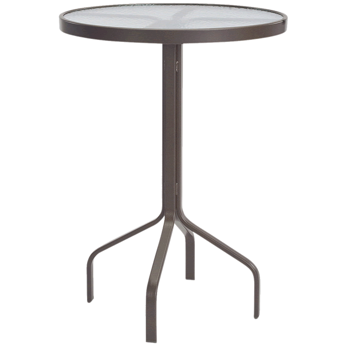 Round Glass Top Bar Table with Aluminum Base