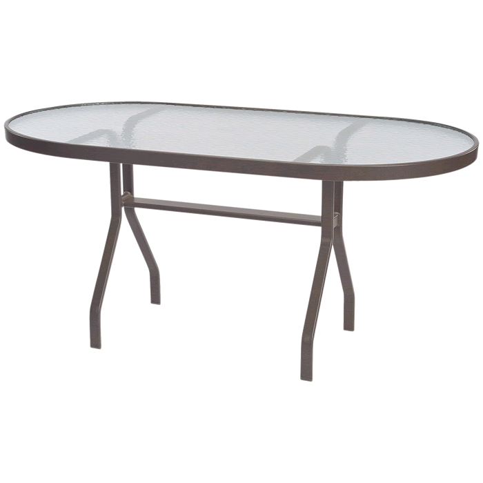 Oval Glass Top Dining Table with Aluminum Base