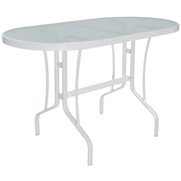 Oval Glass Top Balcony Table with Aluminum Base