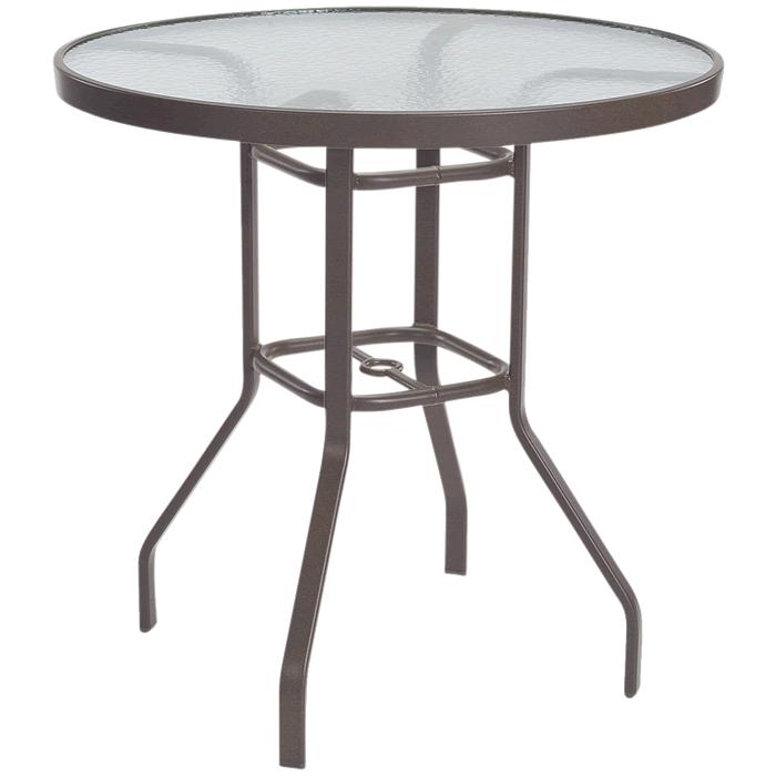 Round Glass Top Balcony Table with Aluminum Base