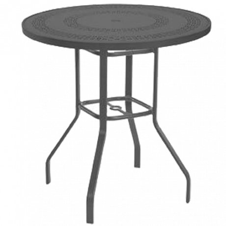 Round Punched Metal Top Bar Height Table with Flat Legs-Bar Tables/Bars