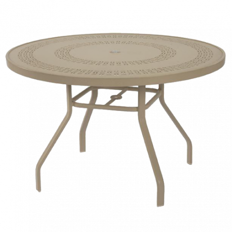 Round Punched Metal Top Dining Table with Flat Legs-Dining Tables