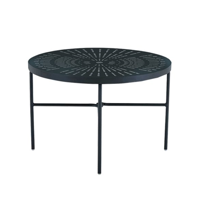 Patterned La'stratta Aluminum 48'' Wide Round Stamped Top Dining Table