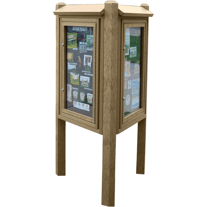Kiosk Message Center with 3 Sides and 3 Posts